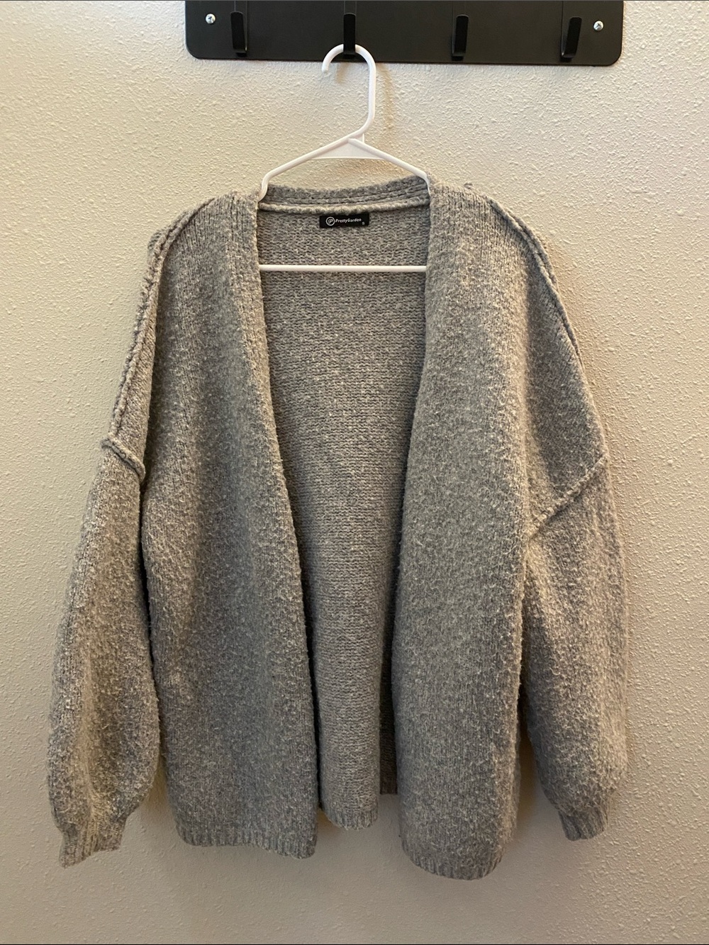 Cozy Open-Front Gray Bouclé Cardigan Sweater